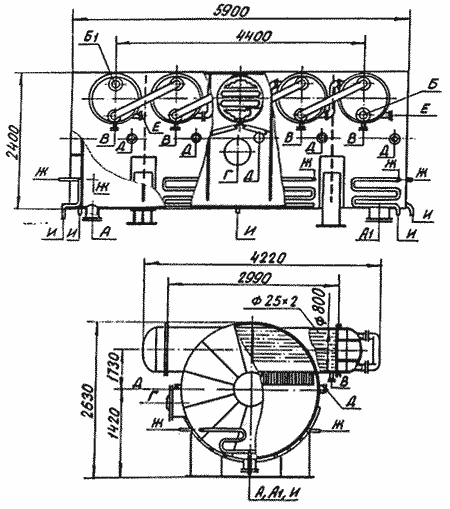 Габаритные размеры испарителя СФ-350.01