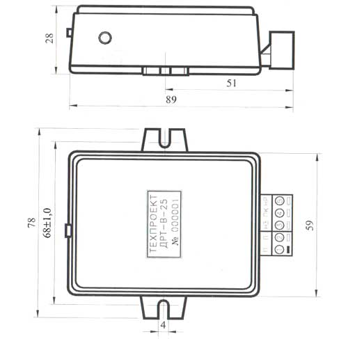 Габаритные размеры датчика температуры ДРТ-В
