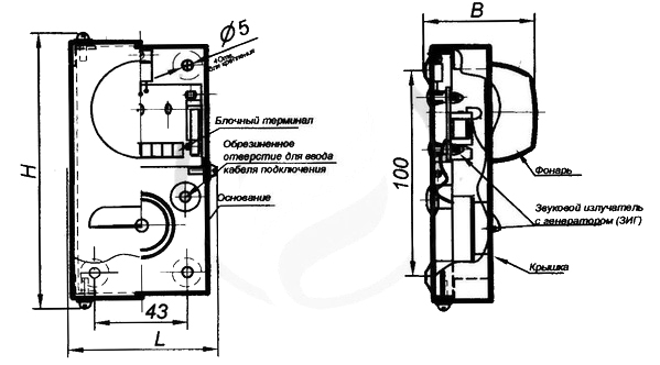 Конструкция и размеры оповещателей ОСЗ-3